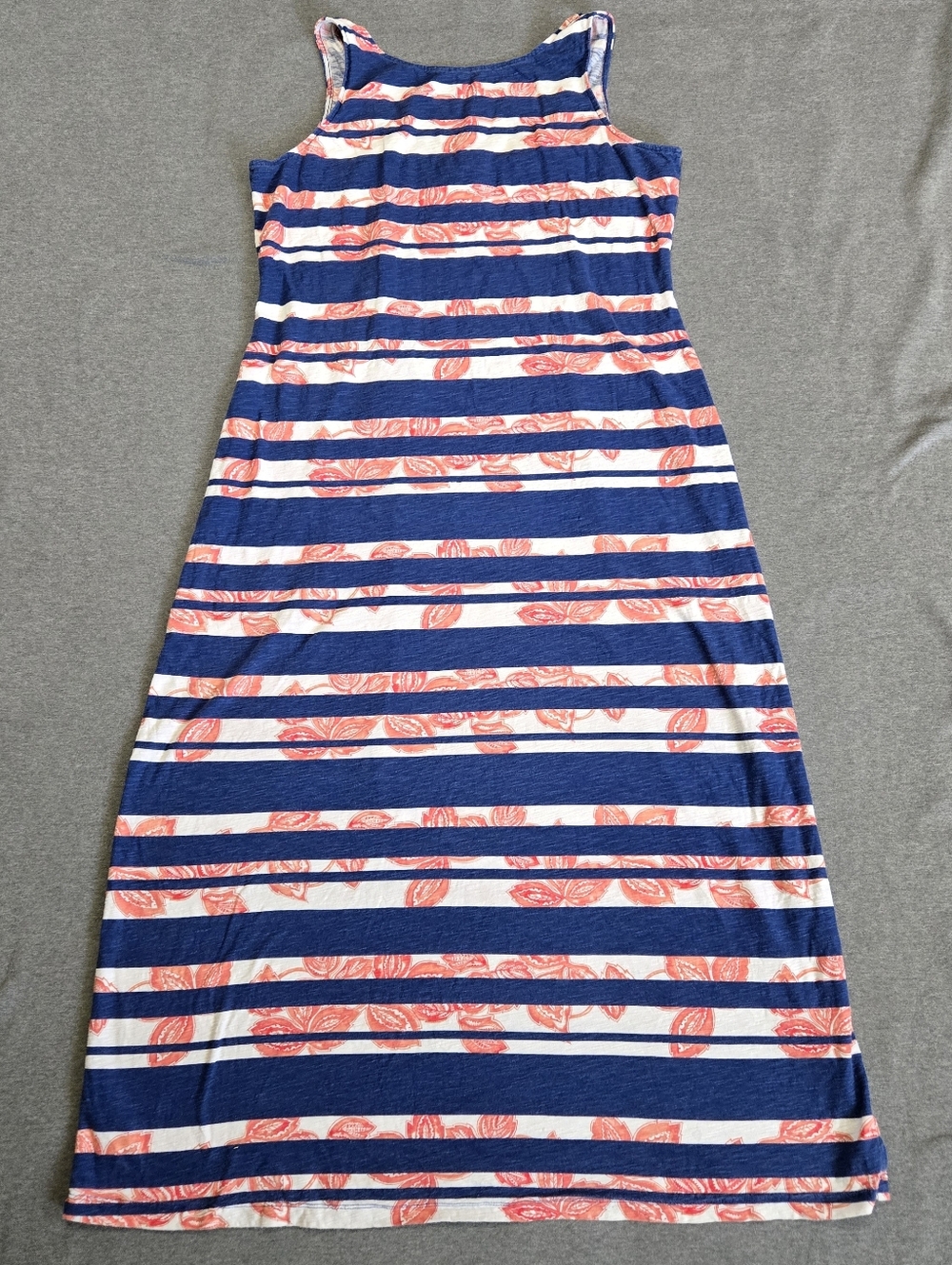 Tommy Bahama 100% Cotton Maxi Dress Womens Blue Red Peekaboo Tropical T-Shirt L